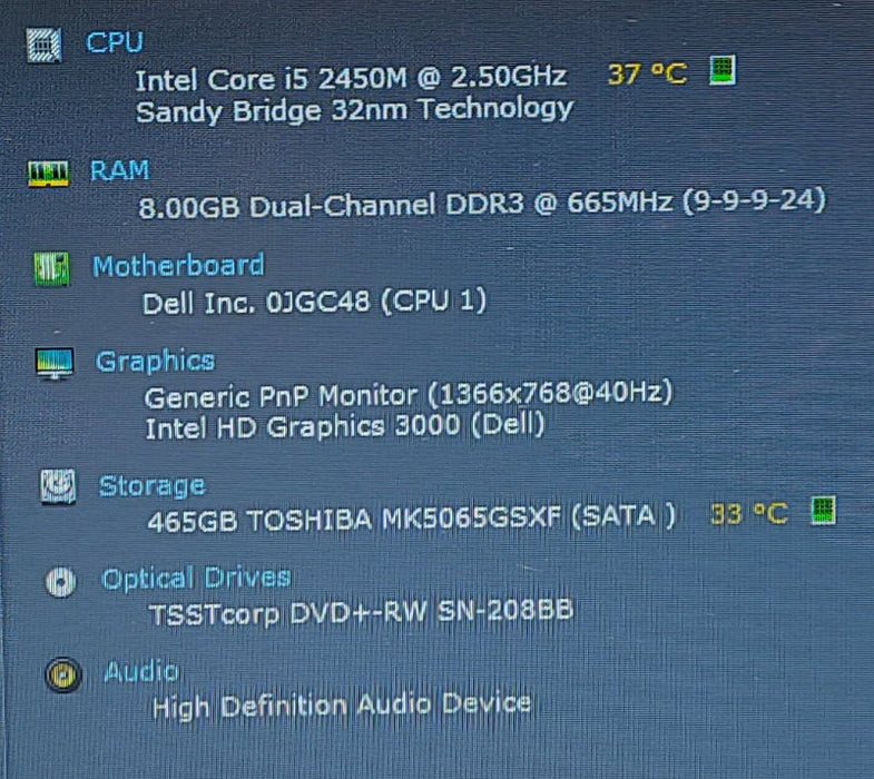 Dell Vostro 3550 i5-2450M 2.5GHz 8GB RAM 500GB HDD 15.3\\"