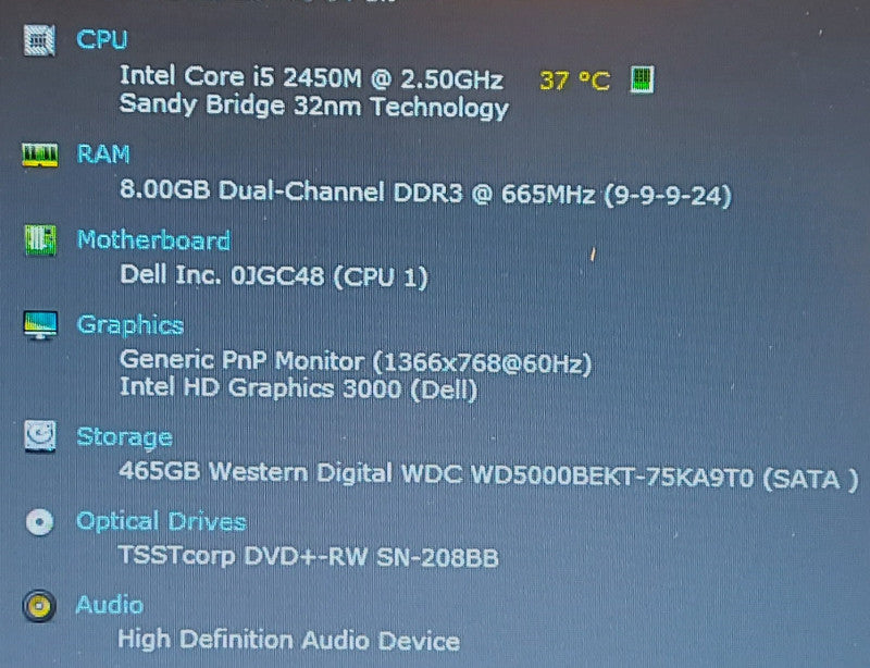 Dell Vostro 3550 i5-2420M 2.5GHz 8GB RAM 500GB HDD 15.3\\"