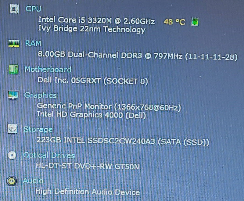 Dell Latitude E5530 non-vPro i5-3220M 2.6GHz 8GB RAM 240GB SSD   15\\"