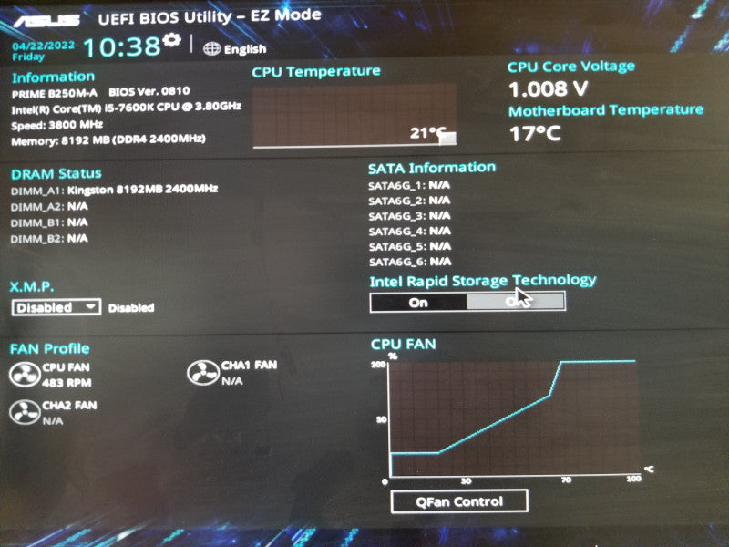 Asus PRIME B250M-A Motherboard w/ i5-7600K@3.8GHz, 8GB RAM