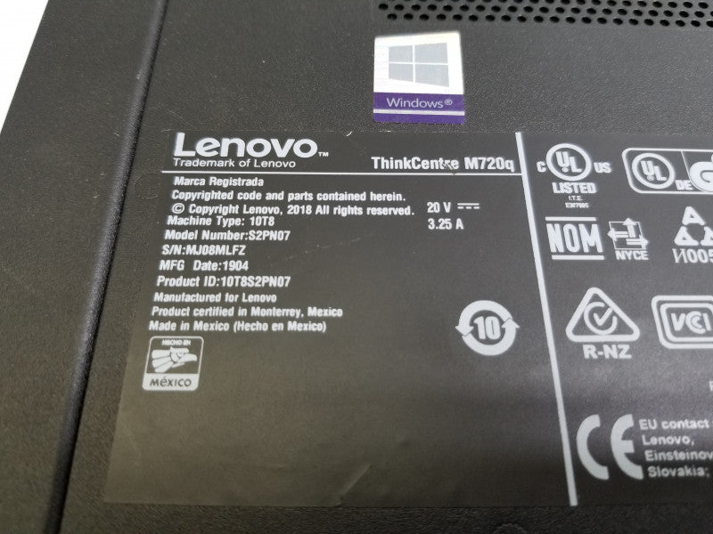 Lenovo ThinkCentre M720q,  i5-8500T@2.1GHz, 8GB RAM, No HDDS