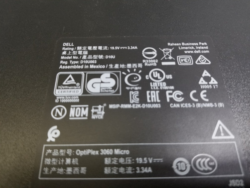 DELL OPTIPLEX 3060, i5-8500T@2.1GHz, 4GB RAM, No HDDs