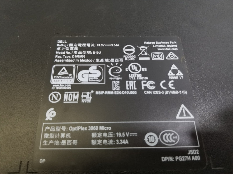 DELL OPTIPLEX 3060, i5-8500T@2.1GHz, 12GB RAM, No HDDs