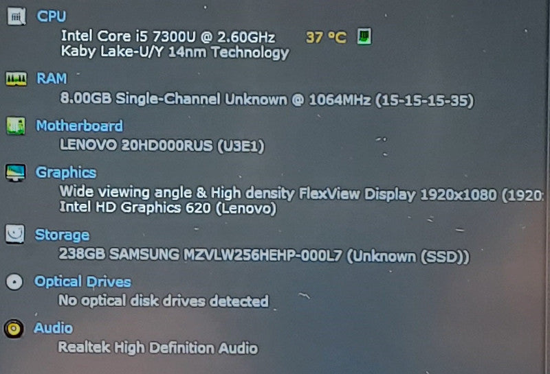Lenovo ThinkPad T470 i5-7300U 2.6GHz 8GB RAM 256GB SSD 14\\"