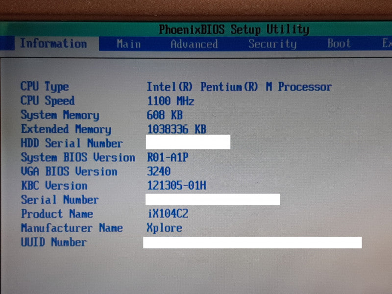 xplore ix104C2 Tablet PC Pentium M @ 1.1GHz 1GB RAM 80GB HDD.