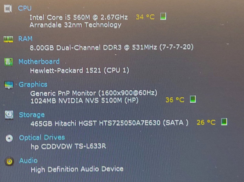 HP EliteBook 8540p    i5-560M 8GB RAM 500GB HDD 15.6\\"