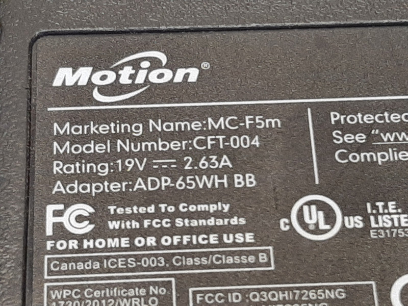 Motion MC-F5m CFT-004 Tablet PC i7-5600U @ 2.6GHz 8GB RAM 256GB SSD
