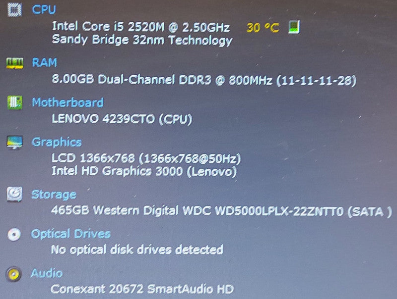 Lenovo ThinkPad T520 i5-2520M 2.5GHz 8GB RAM 500GB HDD  15.6\\"