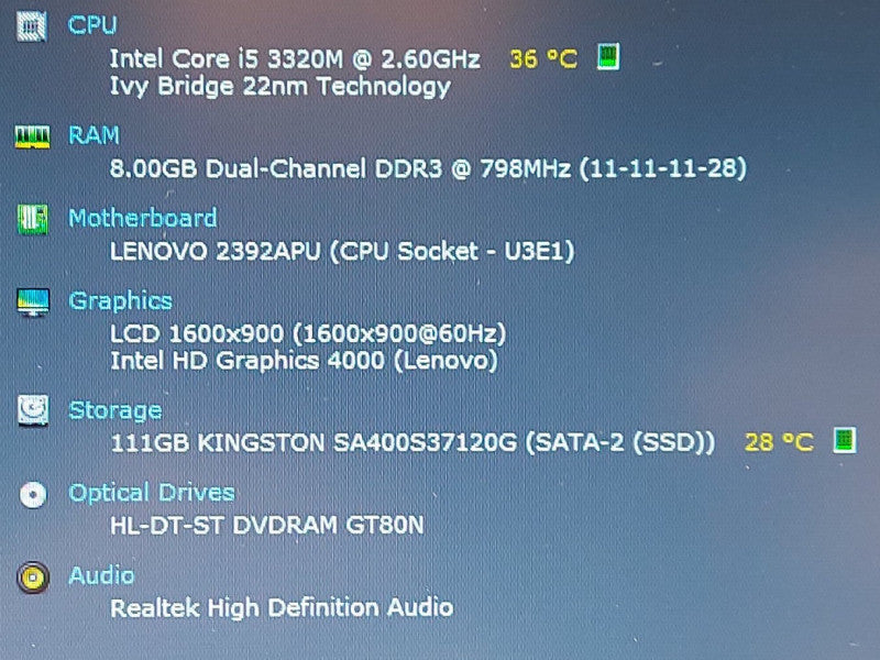Lenovo Thinkpad T530    i5-3320M 2.6GHz 8GB RAM 120GB SSD 15.6\\"