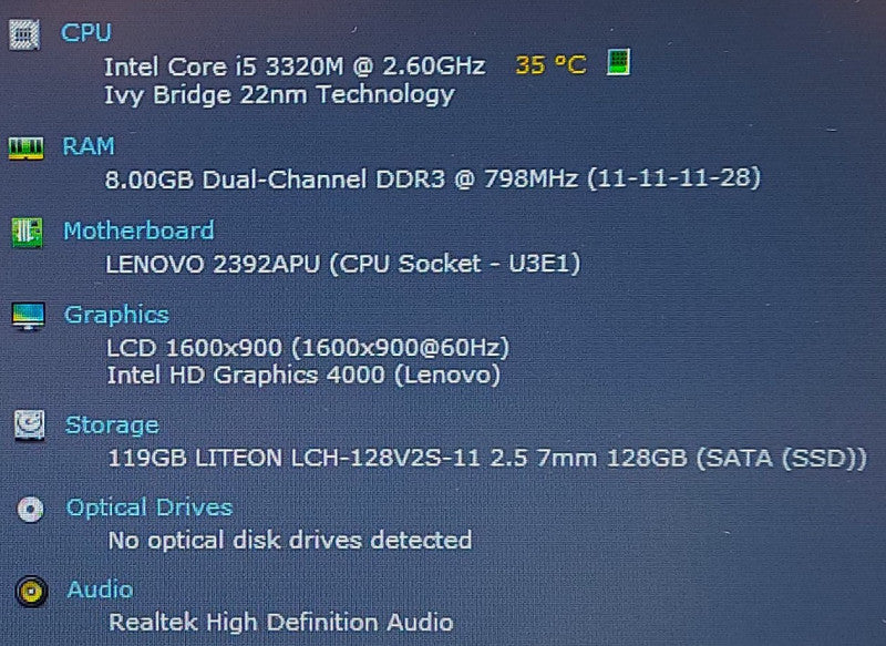 Lenovo Thinkpad T530  i5-3320M 2.6GHz 8GB RAM 128GB SSD 15.6\\"