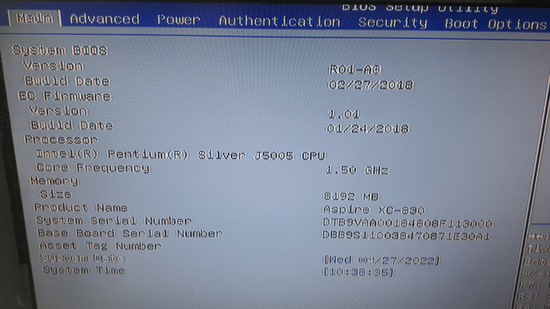 Acer XC-830 Series EB11 SFF, Pentium Silver J5005 1.5GHz, 8GB DDR4, No HDD