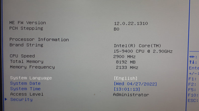 ASUS SFF- PRIME B360M-C Motherboard, i5-9400 2.9GHz, 8GB DDR4, No HDD