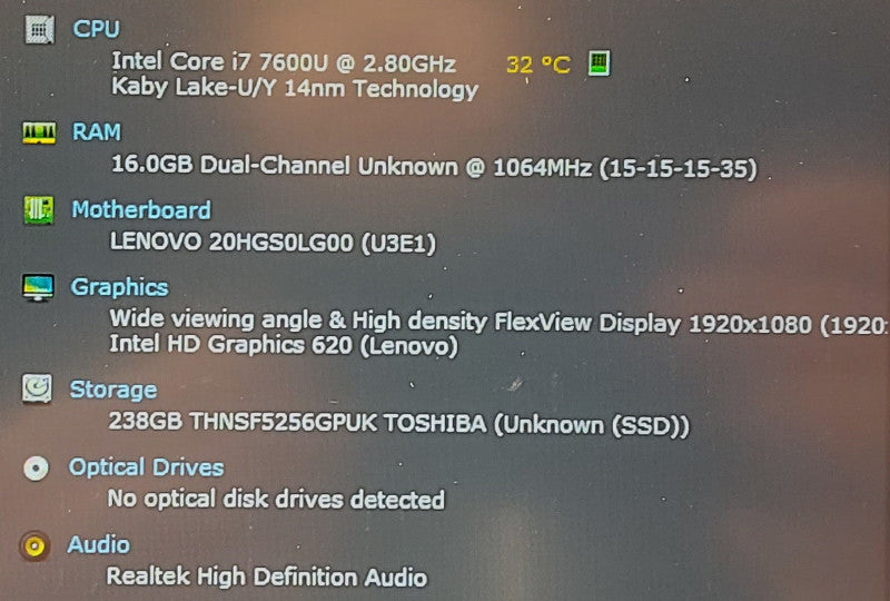 Lenovo ThinkPad T470s   i7-7600U 2.8GHz 16GB RAM 256GB SSD 14\\"