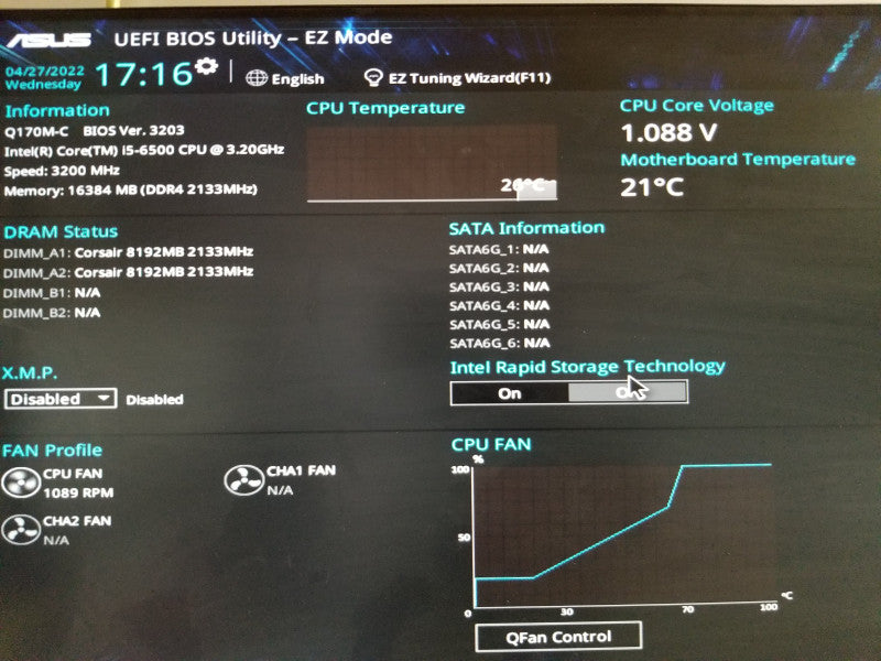 Asus Q170M-C Motherboard w/ i5-6500@3.2GHz, 16GB RAM