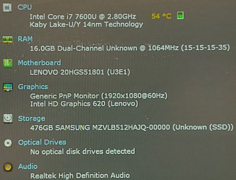Lenovo ThinkPad T470s   i7-7600U 2.8GHz 8GB RAM 500GB SSD 14\\"