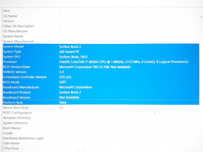 Microsoft Surface Book 2 i7-8650U @ 2.1GHz 16GB RAM 512GB SSD GTX 1050 GPU