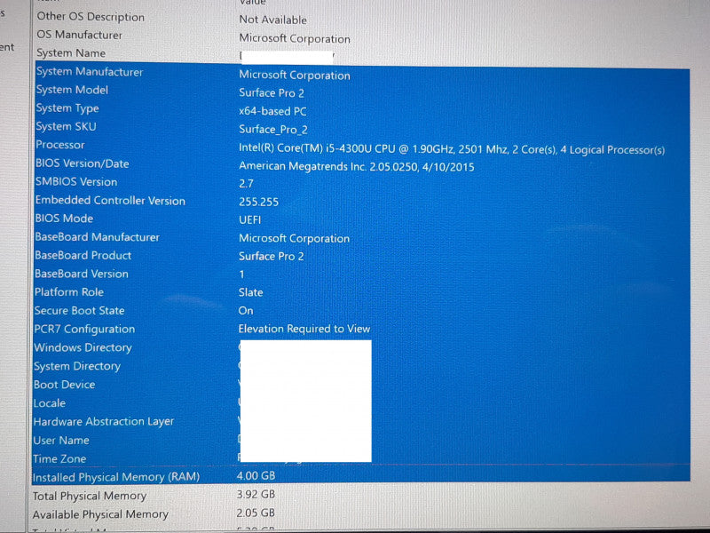 Surface Pro 2 i5-4300U @2.5GHz 4GB RAM 128GB SSD w/Pen / Keyboard / Mouse