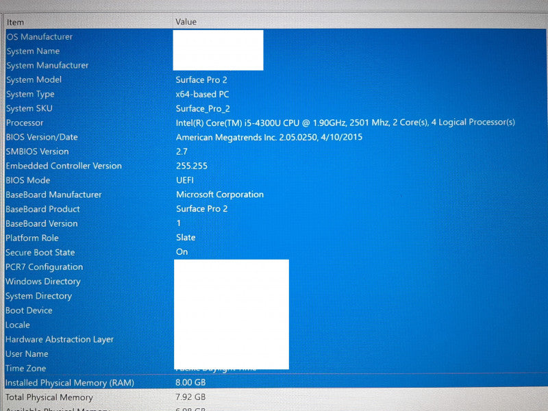 Microsoft Surface Pro 2 i5-4300U @ 2.5GHz 8GB RAM 256B SSD w/ Keyboard