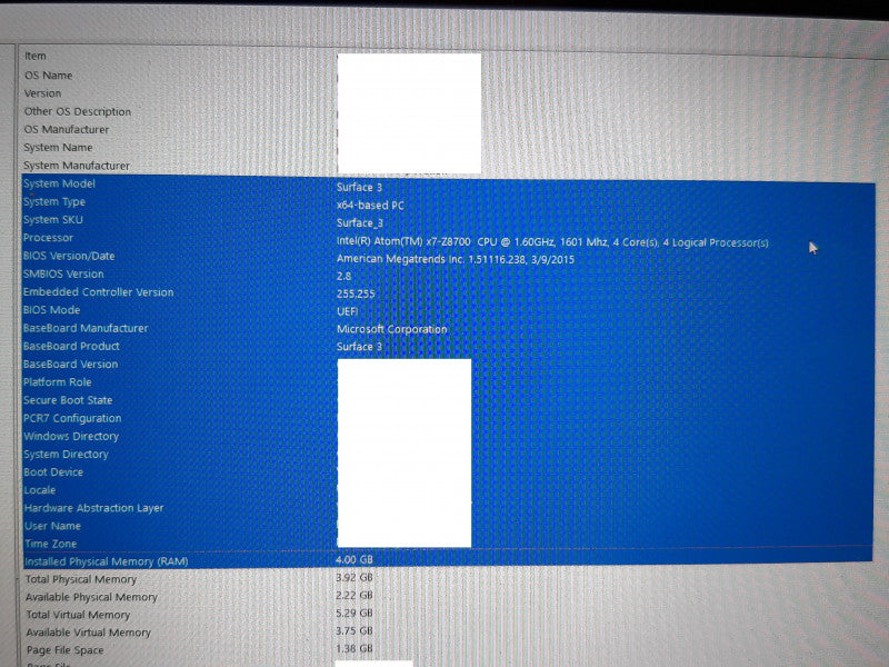 Surface 3 Atom x7-Z8700 @1.6GHz 4GB RAM 128GB SSD w/Orange Keyboard