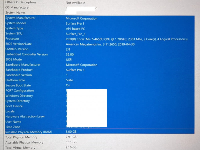 Microsoft Surface Pro 3 i7-4650U @ 2.3GHz 8GB RAM 512GB Flash w/Keyboard