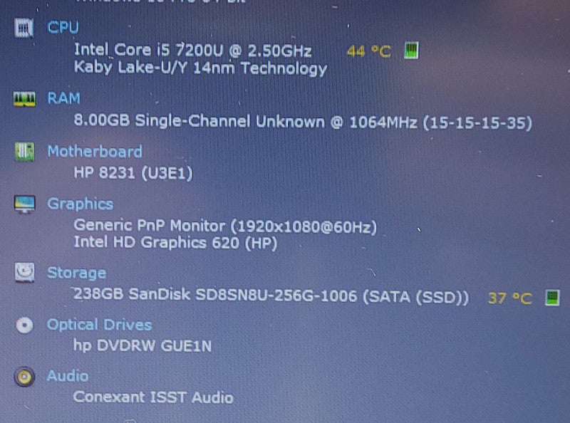 HP Probook 450 G4      i5 7200U 2.5GHz 8GB RAM 256GB SSD 15.6\\"