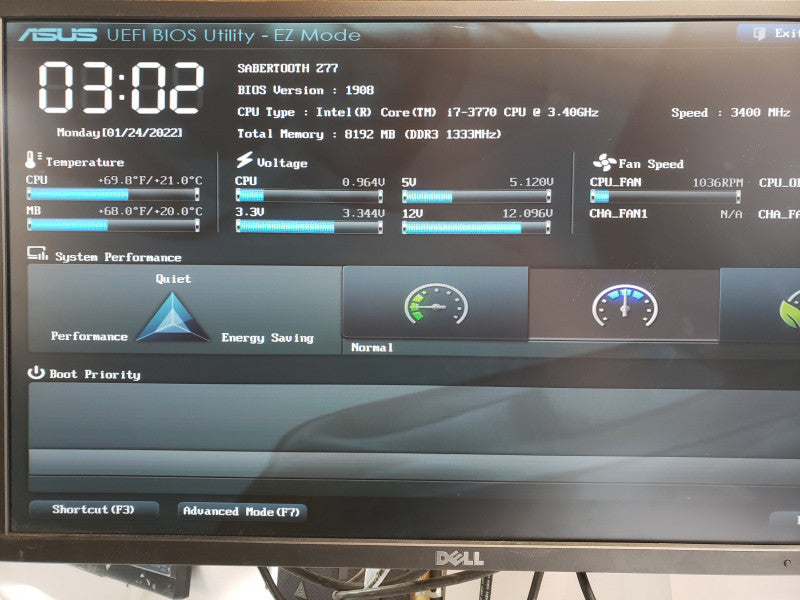 Custom/Asus PC, Core I7-3770 3.4GHz, 8GB DDR3, 1Gb Graphics card w/ 2x DVI and mini HDMI Ports, No HDD