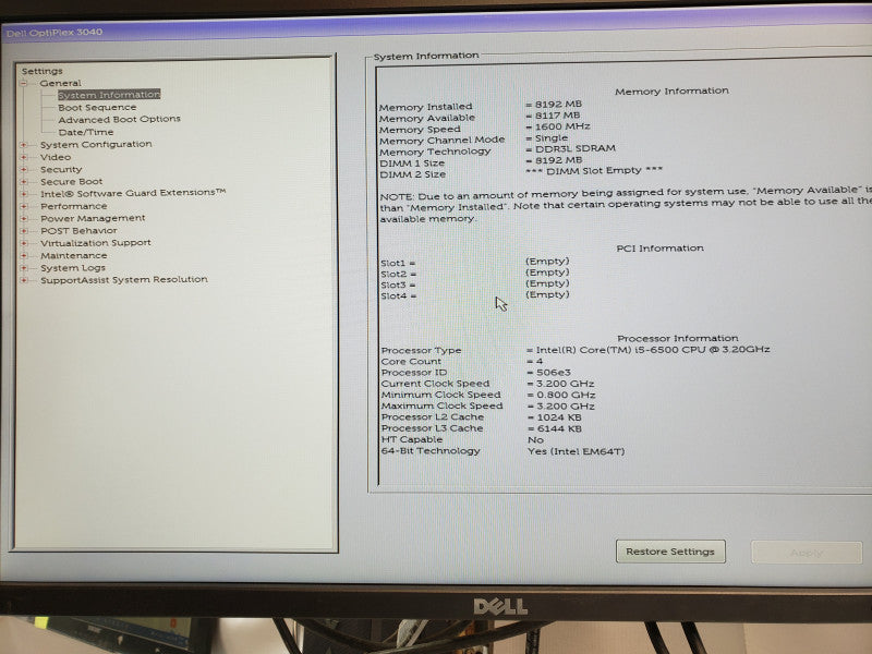 Dell Optiplex 3040, Core I5-6500 3.2GHz, 8GB DDR4, 500GB HDD