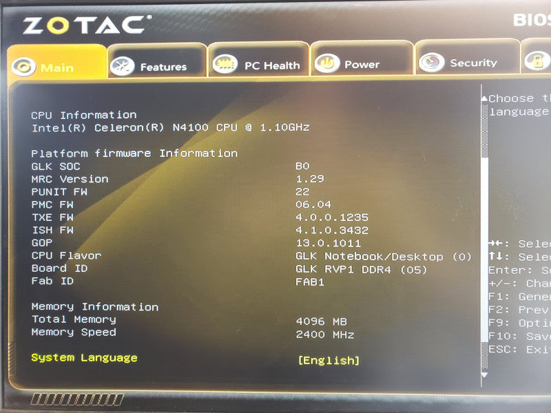 Zotac ZBOX-CI329NANO Mini PC, Celeron N4100 1.1GHz, 4GB DDR3, No HDD, No AC Adapter