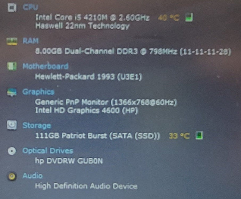 Hp ProBook 650 G1 i5-4210M 2.6GHz 8GB RAM 120Gb SSD 15.6\\"