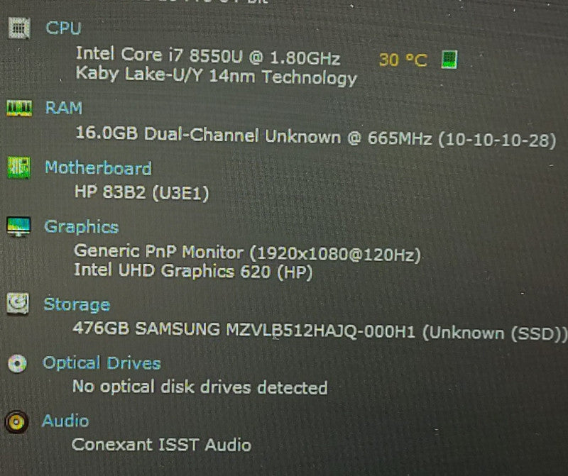 Hp EliteBook 840 G5 i7-8550U 1.8GHz 16GB RAM 500GB SSD 14\\"