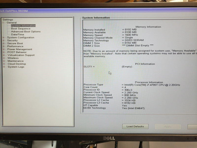 Dell Optiplex 9020M Mini, Core I7-4785T 2.2GHz, 8GB DDR3, 1x HDD Tray, No HDD/Power Adapter, SEE