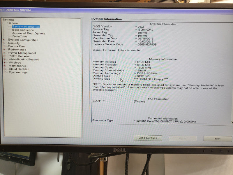 Dell Optiplex 9020M Mini, Core I5-4590T 2.0GHz, 8GB DDR3, 1x HDD Tray, No HDD/Power Adapter