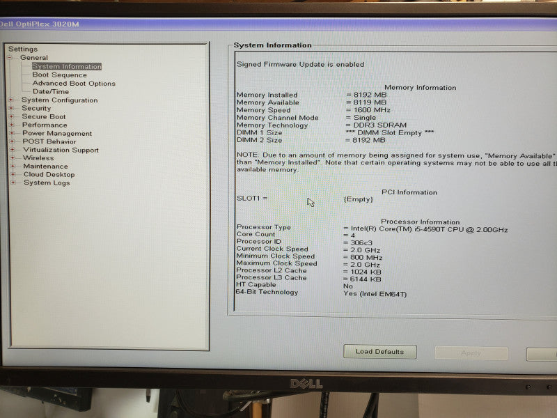 Dell Optiplex 3020M Mini, Core I5-4590T 2.0GHz, 8GB DDR3, 1x HDD Tray, No HDD/Power Adapter