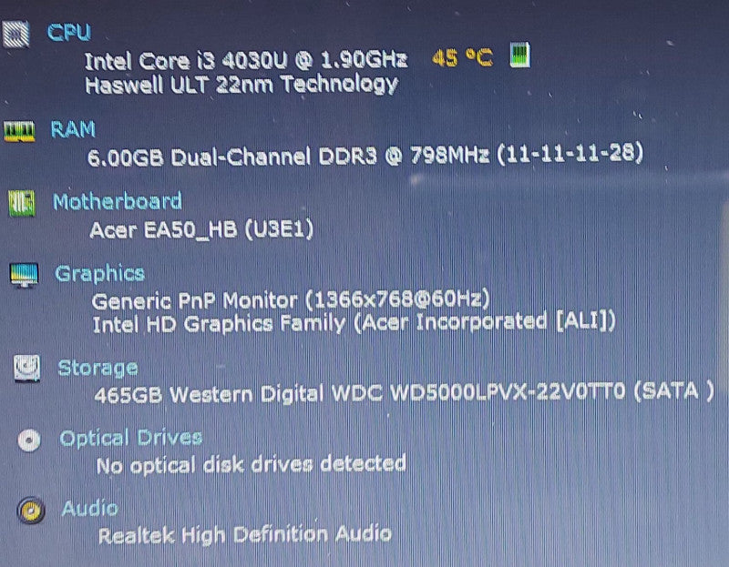 Acer Aspire E5-571P i3-4030U 1.9GHz 6GB RAM 500GB HDD 15.6\\"