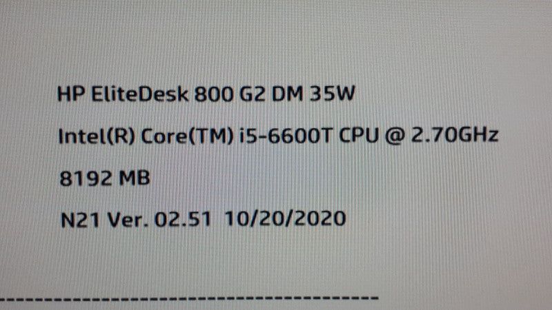 HP EliteDesk 800 G2 DM 35W USFF, i5-6600T 2.7GHz, 8GB DDR4, No HDD