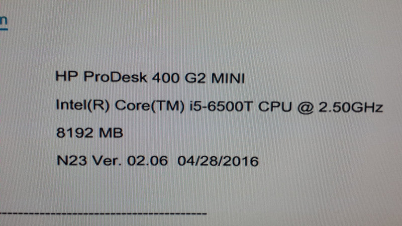 HP ProDesk 400 G2 Mini USFF, i5-6500T 2.5GHz, 8GB DDR4, No HDD
