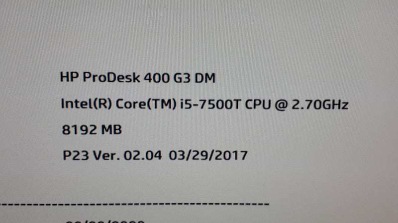 HP ProDesk 400 G3 DM USFF, i5-7500T 2.7GHz, 8GB DDR4, No HDD