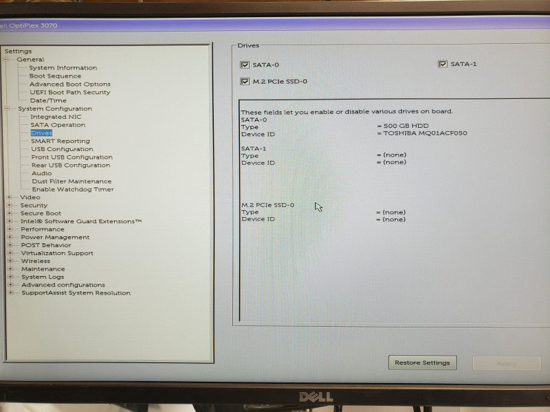 Dell Optiplex 3070 Mini, Core I3-9100T 3.1GHz, 8GB DDR4, 500GB HDD, No Power adapter