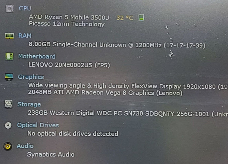 Lenovo ThinkPad E495 AMD Ryzen 5 3500U 2GHz 8GB RAM 256GB SSD 14\\"