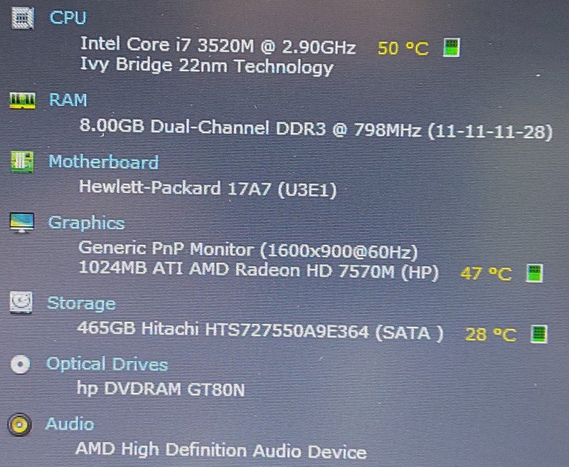 HP EliteBook 8570p    i7-3520M 2.9GHz 8GB RAM 1TB HDD 15.6\\"