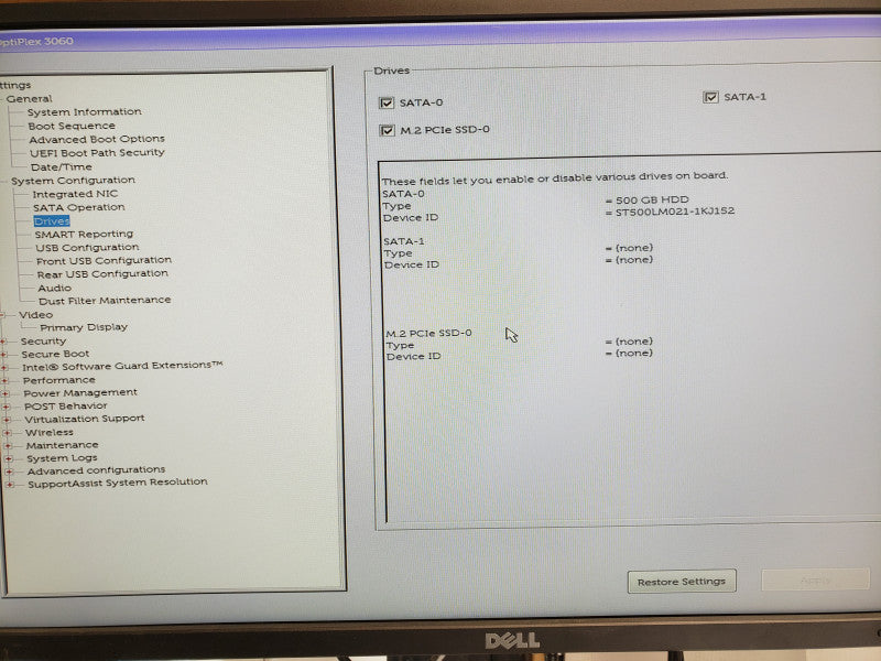 Dell Optiplex 3060 Mini PC, Core i3-8100T 3.1GHz 8GB DDR4, 500GB, No Antenna/AC Adapter