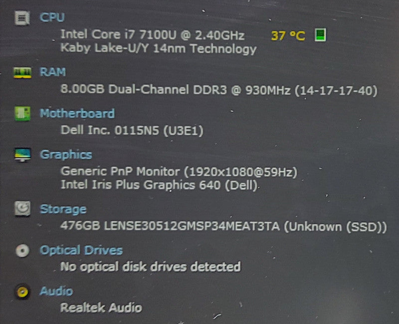 Dell XPS 13 9360 i7-7560U 2.4GHz 8GB RAM 500GB SSD 13.3\\"