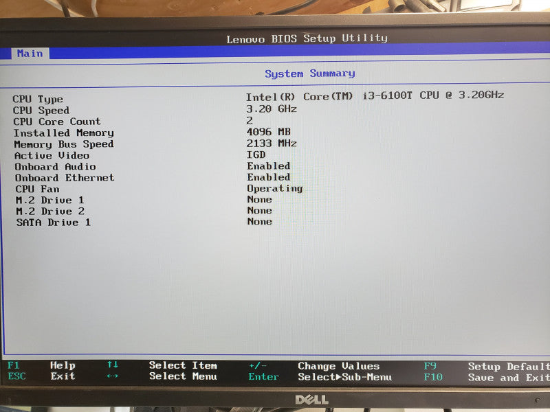 Lenovo ThinkCentre M710q mini, Core I3-6100T 3.2GHz, 4GB DDR4, No HDD/Power adapter/Antenna