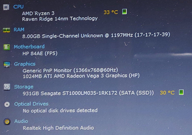 HP 15-db0048ca    AMD Ryzen 3 2200U 2.5GHz 8GB RAM 1TB HDD 15.6\\"