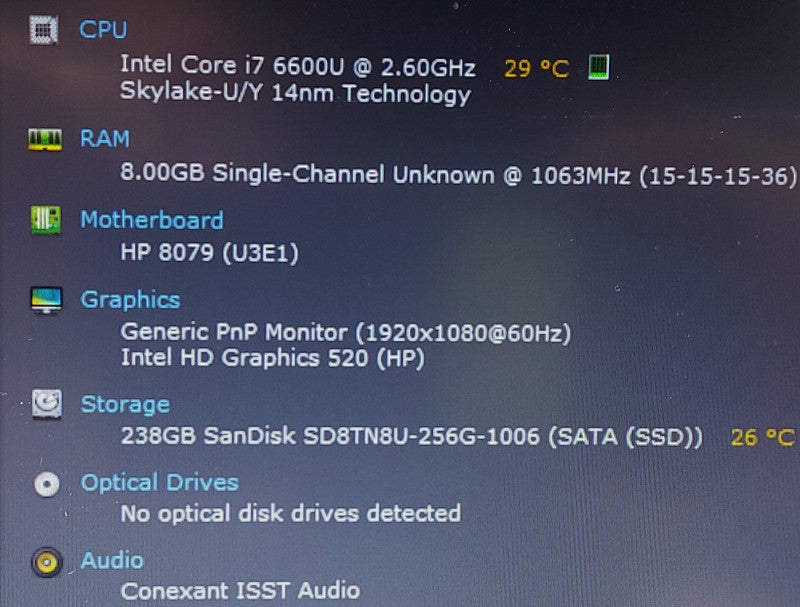 HP EliteBook 840 G3   i7-6600U 2.6GHz 8GB RAM 256GB SSD 14\\"