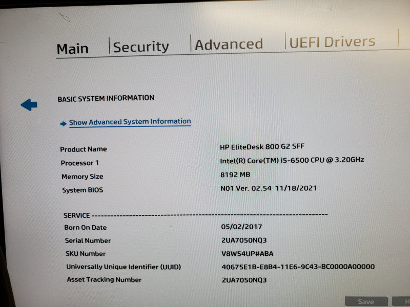 Hp Elitedesk 800 G2 SFF, Intel i5-6500, 8GB Ram