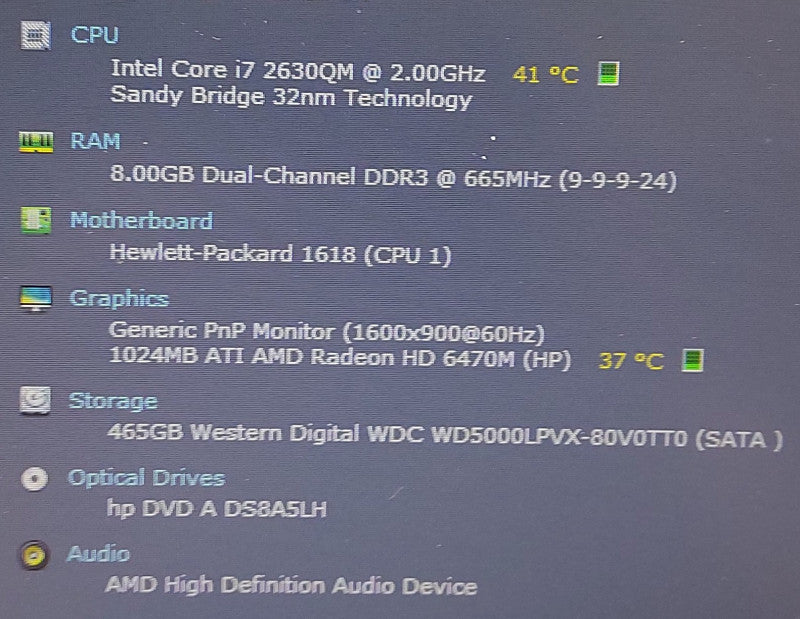 HP EliteBook 8560p i7-2630QM 2GHz 8GB RAM 500GB HDD 15.6\\"
