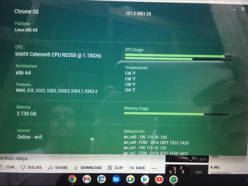 Acer CP511-1H Chromebook Spin 11  Intel Celeron N3350 1.1GHz 4GB RAM 11\\"