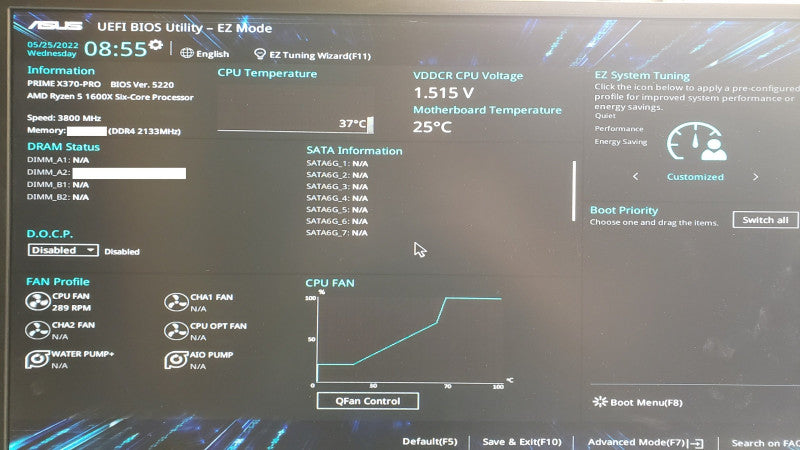 Asus Prime X370-Pro Desktop Board with AMD Ryzen 5 1600X six-Core CPU, No RAM/IO Back Cover