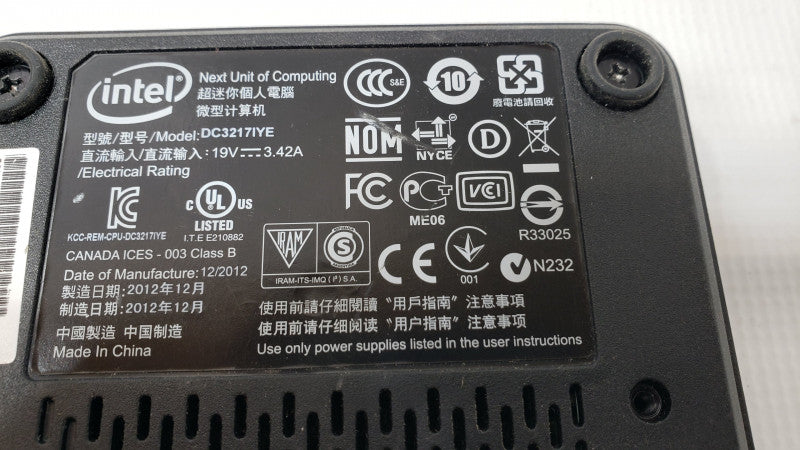 Intel NUC DC3217IYE mini, Core I3-3217U 1.8GHz, 8GB DDR3, No HDD/Power Adapter